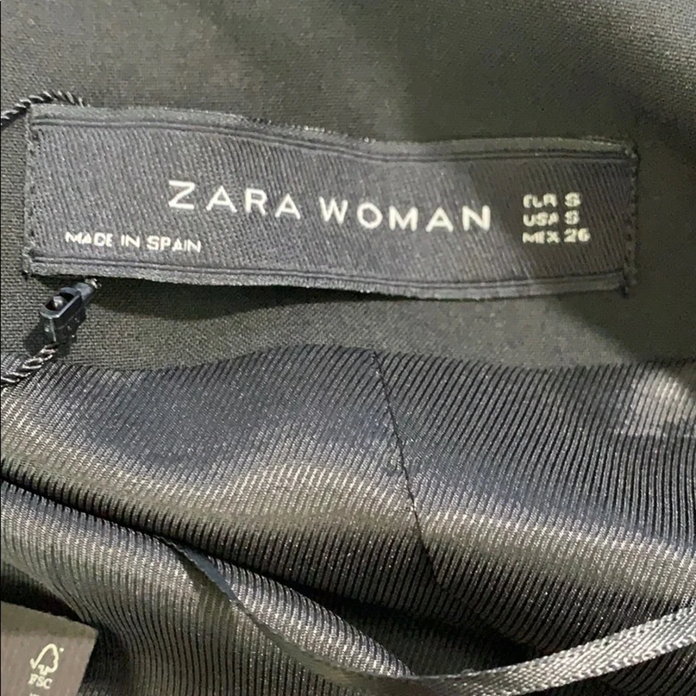 NWT. Zara Black No Collar Jacket Blazer. Size S